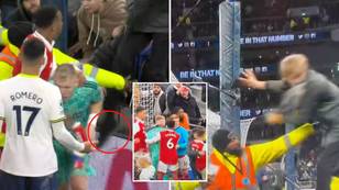 Tottenham fan appears to kick Aaron Ramsdale in nasty scenes after the North London Derby