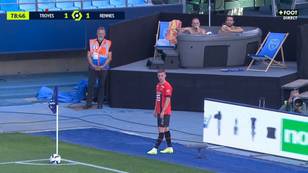 Football fans sit in pitch-side Jacuzzi and watch Troyes vs Rennes live, they had the best seats in the house