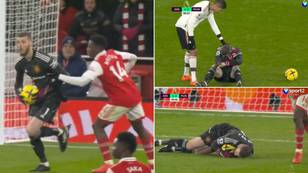 David de Gea has been destroyed for pathetic reaction to being touched by Eddie Nketiah