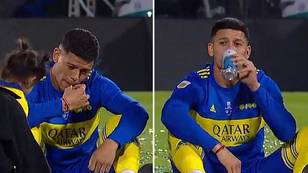 Marcos Rojo Has A Smoke And Drinks Beer On The Pitch After Winning Copa De La Liga With Boca Juniors