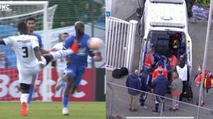Eric Bailly challenge lands studs in opponents chest, he had to go to hospital