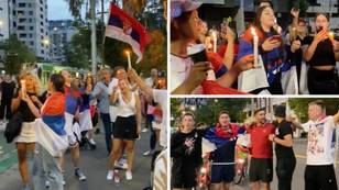 Novak Djokovic Fans Hold Candlelit Vigil For Tennis Star Outside His Detention Hotel In Melbourne