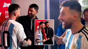 Lionel Messi's face lit up when he saw Sergio Aguero during the 'Player of the Match' ceremony