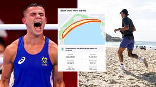 Aussie boxer Harry Garside ran 100 kilometres on sand at Bondi Beach for 13 hours