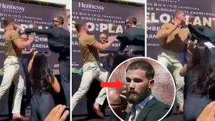 Canelo Somehow Dodges Caleb Plant's Swing And Counters To Land Brutal Left Hook In Press Conference