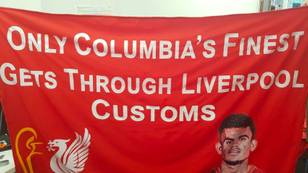 Liverpool Fans Slammed For 'Offensive' Luis Diaz Banner Which Also Contains A Mistake
