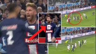 'Parallel world' – fans are shocked at Lionel Messi's reaction to Sergio Ramos' brilliant header for PSG vs Marseille