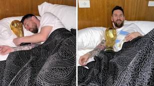 Lionel Messi pictured sleeping with World Cup trophy, he's been dreaming about it for years