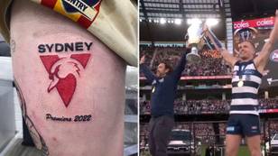Diehard AFL fan awkwardly got 'Swans Premiers 2022' tattoo before Grand Final defeat