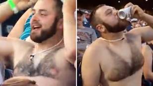 Legend Goes Viral After Turning Up To Baseball Game With Chest Hair Shaved Like Bikini