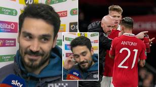 Ilkay Gundogan's reaction after calling Man Utd the 'strongest they've ever been' is worrying fans
