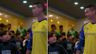 Mascot couldn't take his eyes off Cristiano Ronaldo, it's a very wholesome moment