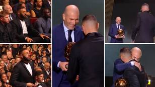Zinedine Zidane couldn't stop smiling whilst announcing Karim Benzema as Ballon d'Or winner