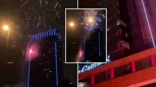Galatasaray Fans Set Off Fireworks Outside Barcelona Team Hotel At 3:46am