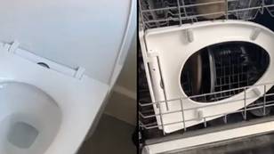 Influencer leaves people disgusted after putting toilet seat in the dishwasher