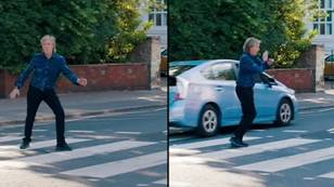 Sir Paul McCartney almost hit by car after posing on iconic Abbey Road zebra crossing