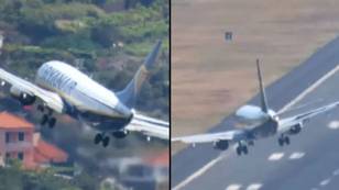Scary moment Ryanair pilot pulls off ‘sideways’ landing