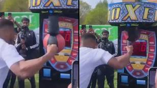 Anthony Joshua Absolutely Smashes Punching Machine At Party In Watford