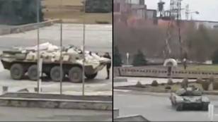 Footage Shows Russian Tanks At The Chernobyl Nuclear Plant