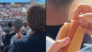 Woman accused of 'criminal behaviour' for method of eating hot dog at Australian Open