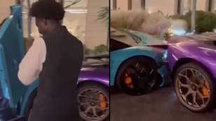 Parking valet loses control and smashes billionaire's two Lamborghinis into each other