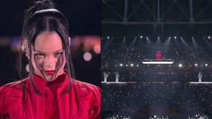 Rihanna pulls off incredible Super Bowl halftime performance on floating platform