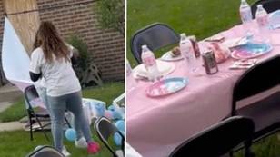Angry mum destroys her own gender reveal party because she didn't want another girl