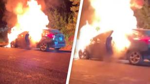 Man heroically saves toddlers from burning car seconds before it exploded