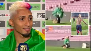 Raphinha walked across entire Camp Nou pitch on his knees after defeat to Real Sociedad