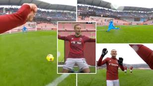 Sparta Prague player scores goal wearing a bodycam and the POV footage is insane