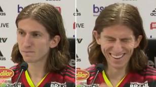 Sex noise playing off journalist's phone in Filipe Luis' Flamengo press conference is hilarious
