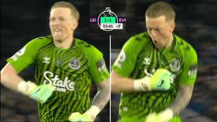 Jordan Pickford hilariously celebrates penalty save to deny James Maddison, fans are all saying the same thing