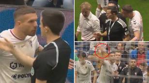 Lukas Podolski managed to get himself sent off in his own charity football match