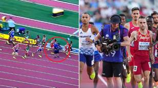 Oblivious Cameraman Casually Strolls Onto Track During 3000m Steeplechase Final