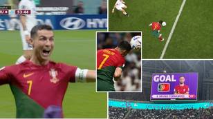 Cristiano Ronaldo celebrated as if he had given Portugal the lead, but stadium announcer gave Bruno Fernandes the goal