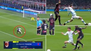 Fans fume after Fikayo Tomori controversially sent off against former club Chelsea in Champions League clash