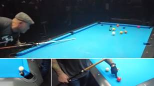 Joe Rogan is a serious pool player, video shows him executing some unreal shots