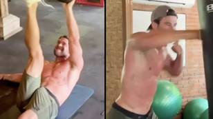 Chris Hemsworth leaves fans in shock after he shows off bulge in workout video