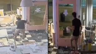 Brazen thief seen robbing bakery before cleaning entire store in weird CCTV footage