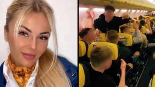 'Drunk' Man United fans chant for Ryanair worker to 'get her t**s out' on flight to Barcelona
