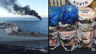 Royal Navy sets fire to boat carrying £24m of cocaine in Caribbean
