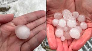 Marble sized hail stones’ battering the UK being called the ‘largest ever seen’