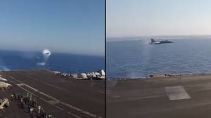 F-18 jet breaks speed of sound before huge sonic boom in extraordinary close up footage