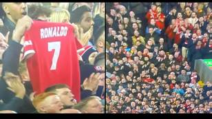 Fans Give Tribute To Ronaldo's Son In 7th Minute Of Manchester United Vs Liverpool Game