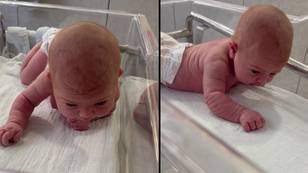Woman stunned as newborn starts acting like she's three months old