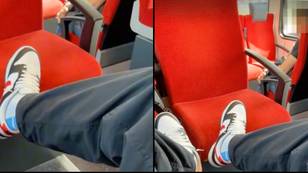 Man sparks debate over way he sits on empty train seat