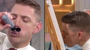 Bloke with world's longest tongue paints Holly and Phil live on This Morning
