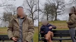 Influencer filming livestream in park asks man to move off bench but he refuses