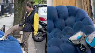 Woman responds to warnings after taking £6,500 couch she found on the street