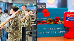 People shocked after spotting army cadets in Tesco guarding poppy station with baguettes for guns